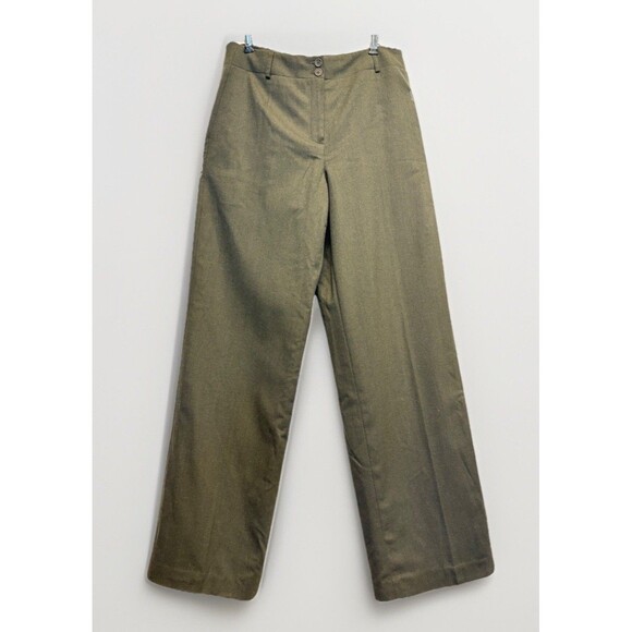 Vtg. Talbots Wool Blend Pants Sz 8 Wide Leg Trouser Green Minimalist Career - Picture 1 of 6